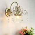 Antique brass and crystal teardrop wall light sconce bedroom light