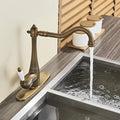 Antique brass and white ceramic basin waterfall faucet kitchen tap