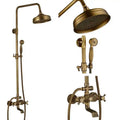 Antique brass and white ceramic shower faucet set bathroom system