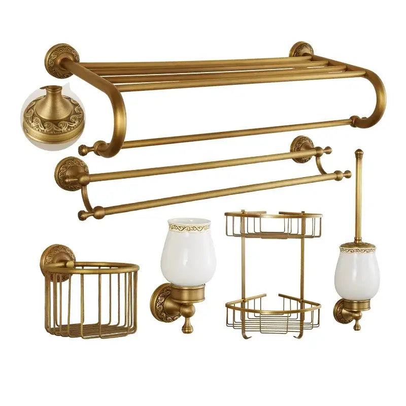 Antique brass bath hardware set bathroom vintage wall fixtures