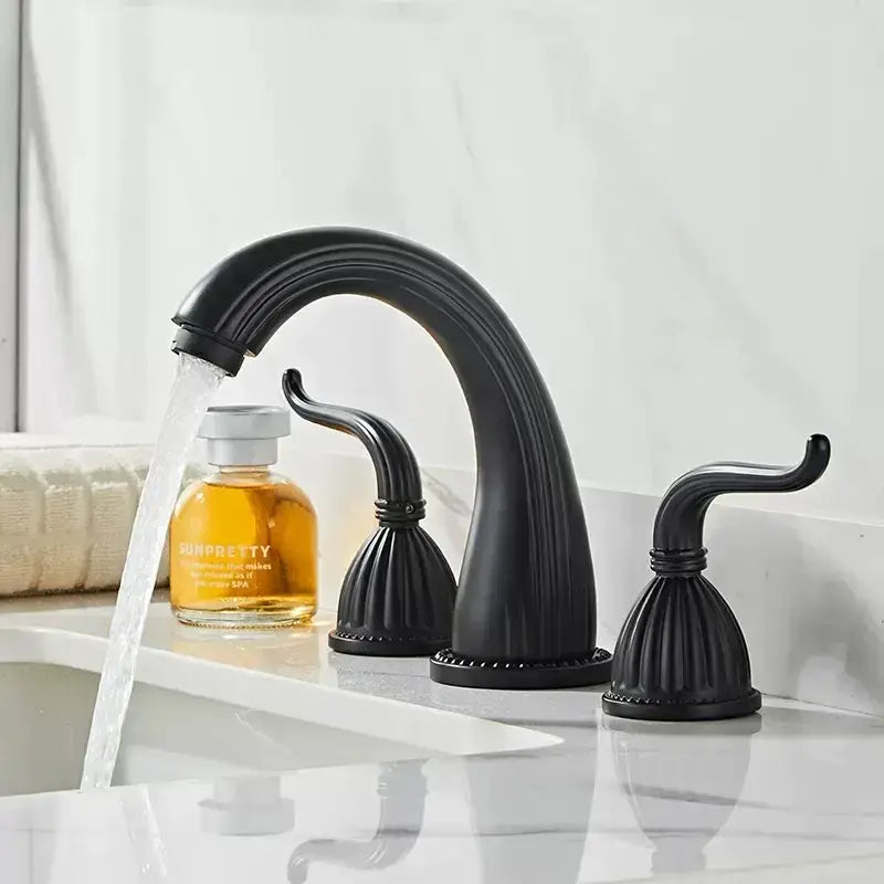 Antique Brass Bathroom Faucet Set with Double Handles