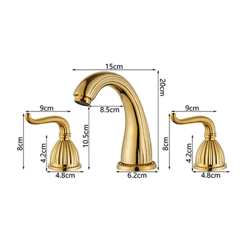Antique Brass Bathroom Faucet Set with Double Handles