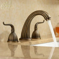 Antique Brass Bathroom Faucet Set with Double Handles