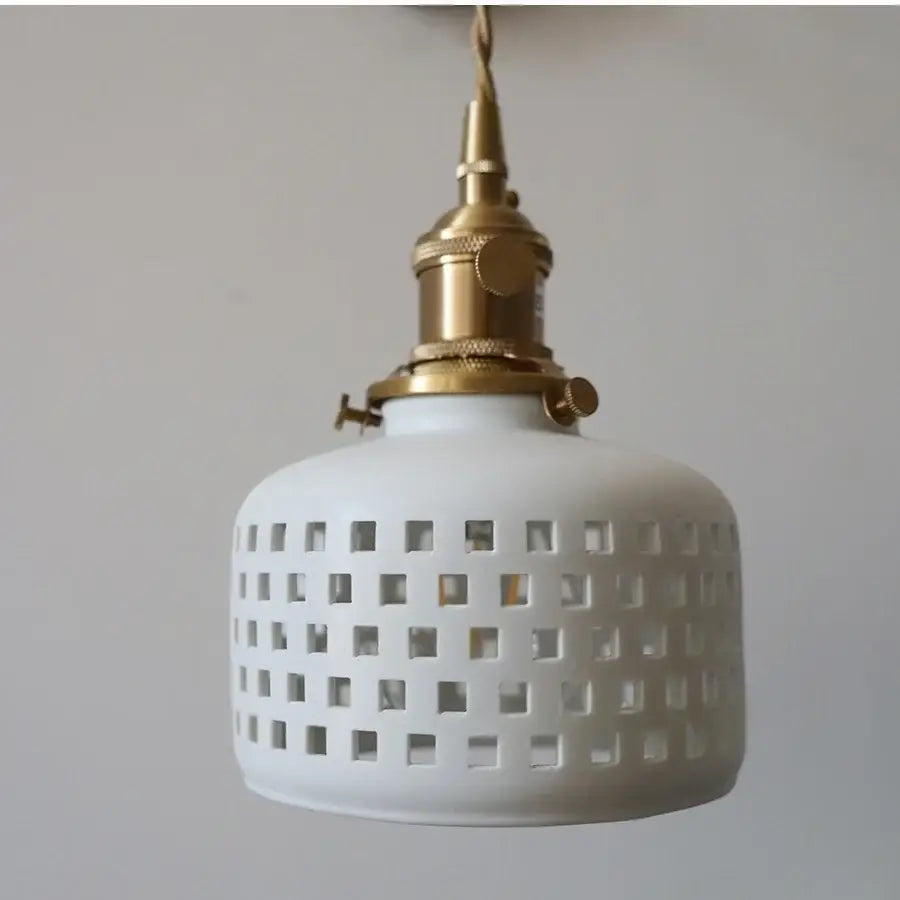 Antique brass ceramic led wall light bedroom sconce with cutouts