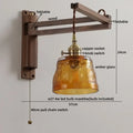 Antique brass ceramic walnut wall sconce with scalloped shade bedroom