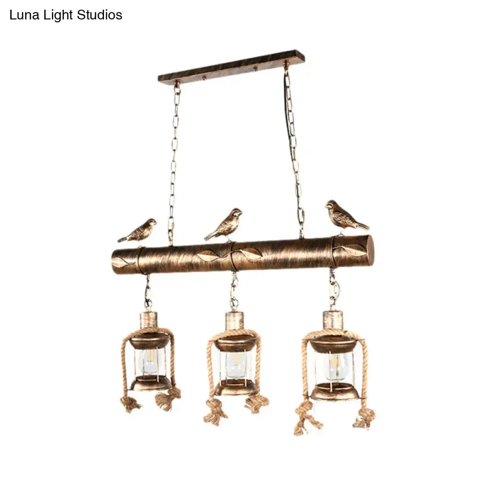 Antique brass coastal lantern island pendant kitchen chandelier