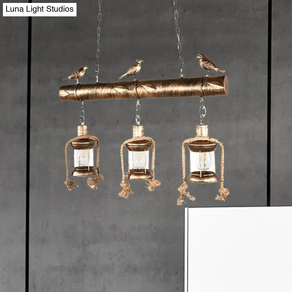 Antique brass coastal lantern island pendant kitchen chandelier