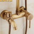 Antique brass concealed wall mounted shower faucet with handheld spray