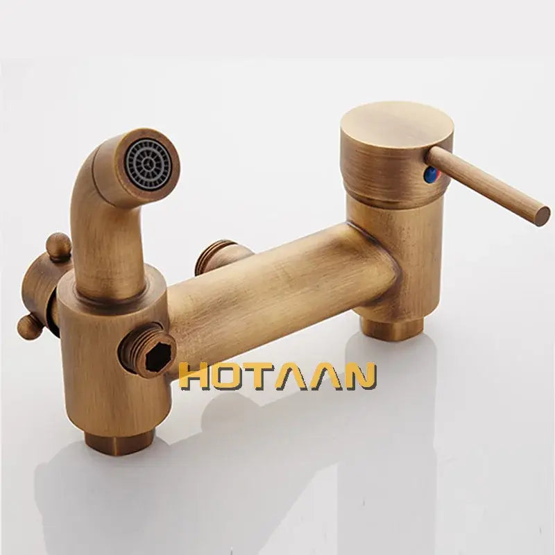 Antique brass concealed wall mounted shower faucet with handheld spray