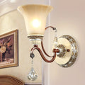 Antique brass & cream lodge style bell wall sconce bedroom crystal