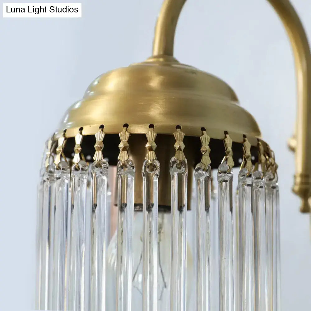 Antique brass crystal rod wall sconce – corridor ornate light