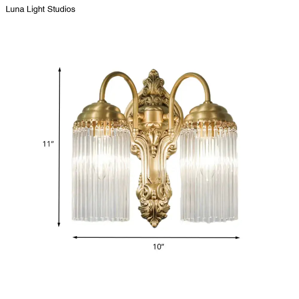 Antique brass crystal rod wall sconce – corridor ornate light