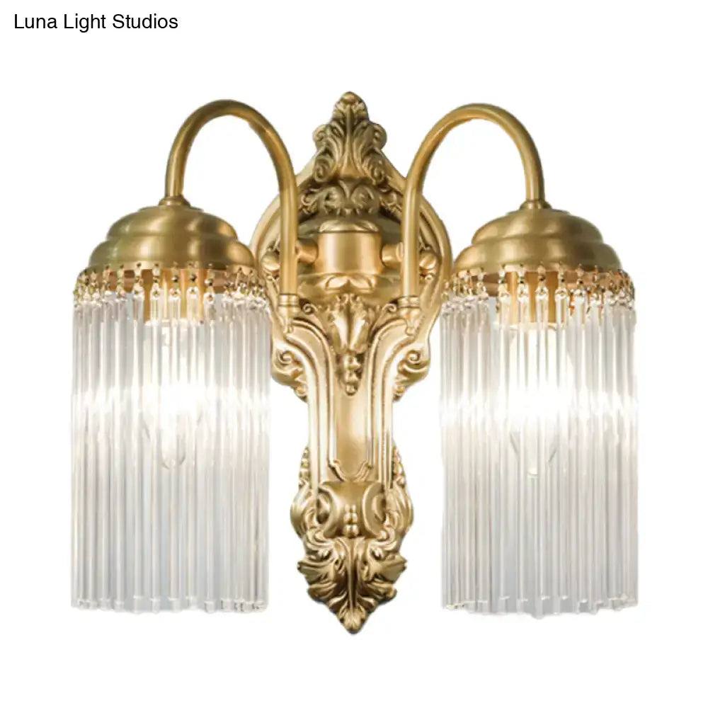 Antique brass crystal rod wall sconce – corridor ornate light