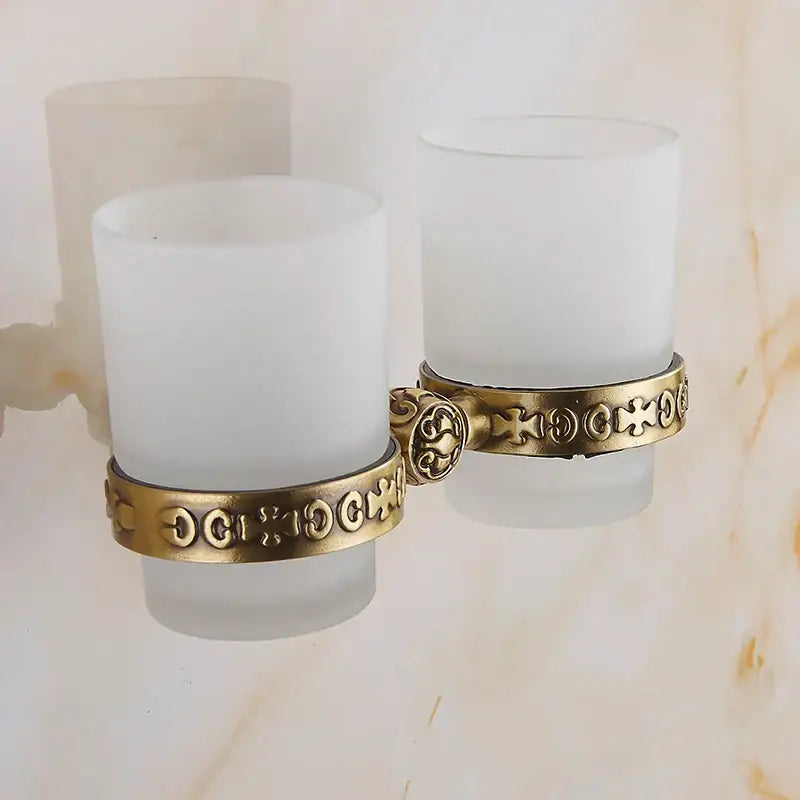 Antique brass antique glass cup holder set bathroom accessories
