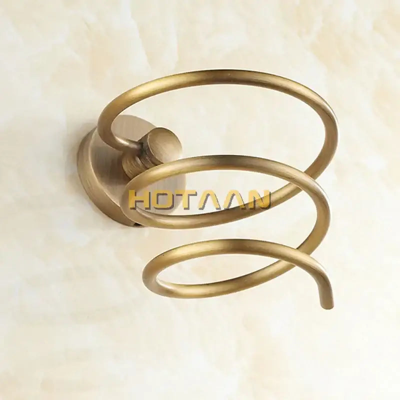 Antique brass hair dryer holder rack triple loop bathroom shelf