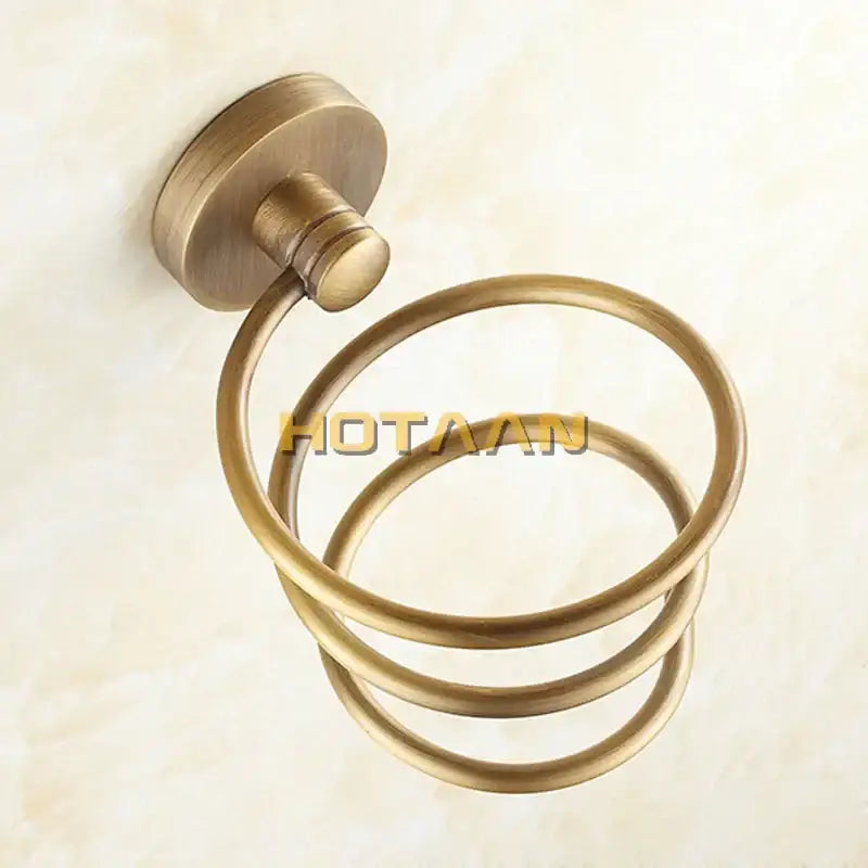 Antique brass hair dryer holder rack triple loop bathroom shelf