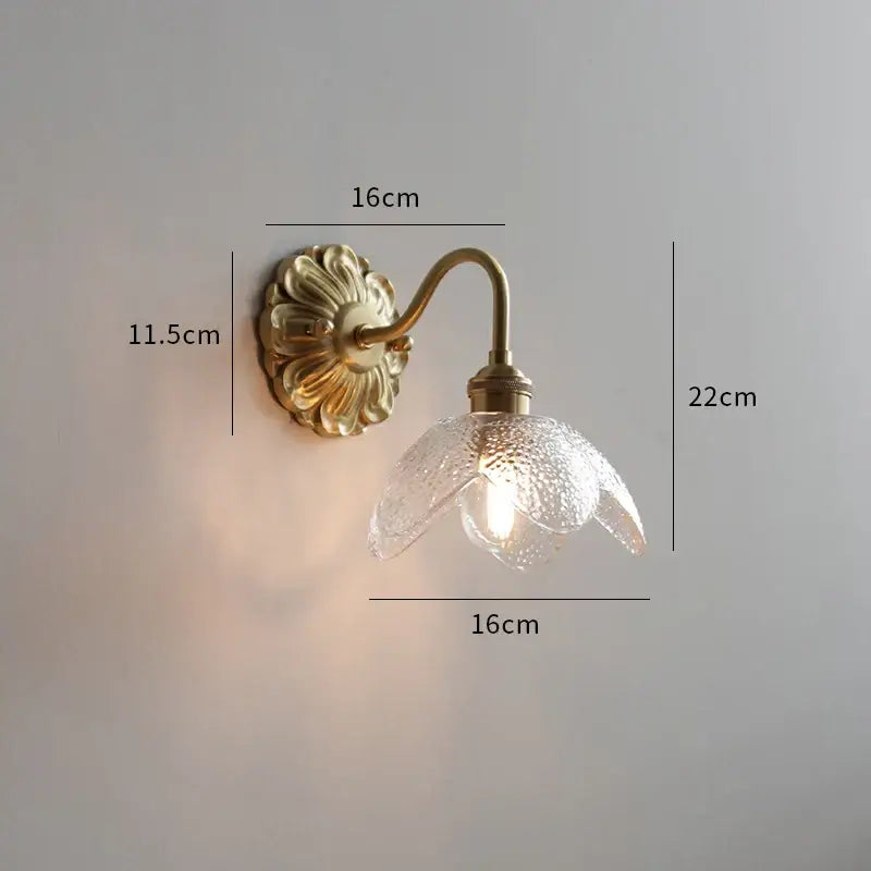 Antique brass ribbed glass wall lights bedroom ceramic led wall
