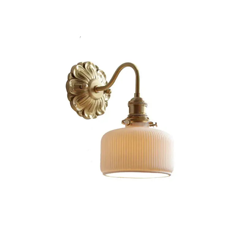 Antique brass ribbed glass wall lights bedroom ceramic led wall