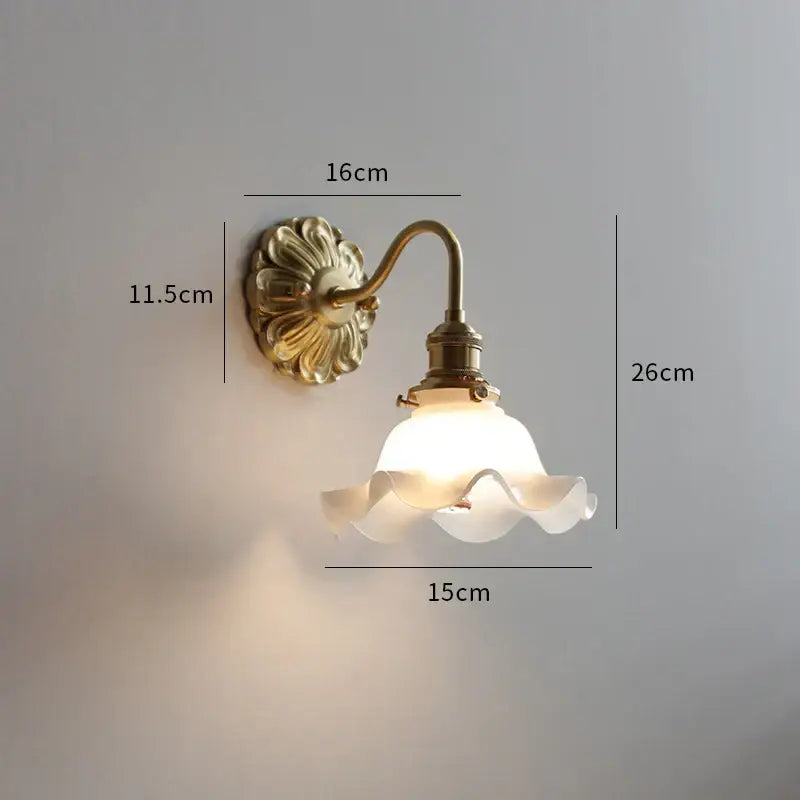 Antique brass ribbed glass wall lights bedroom sconce