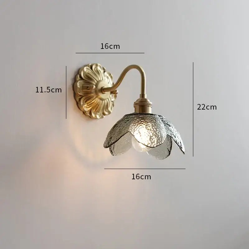 Antique brass ribbed glass wall lights bedroom sconce