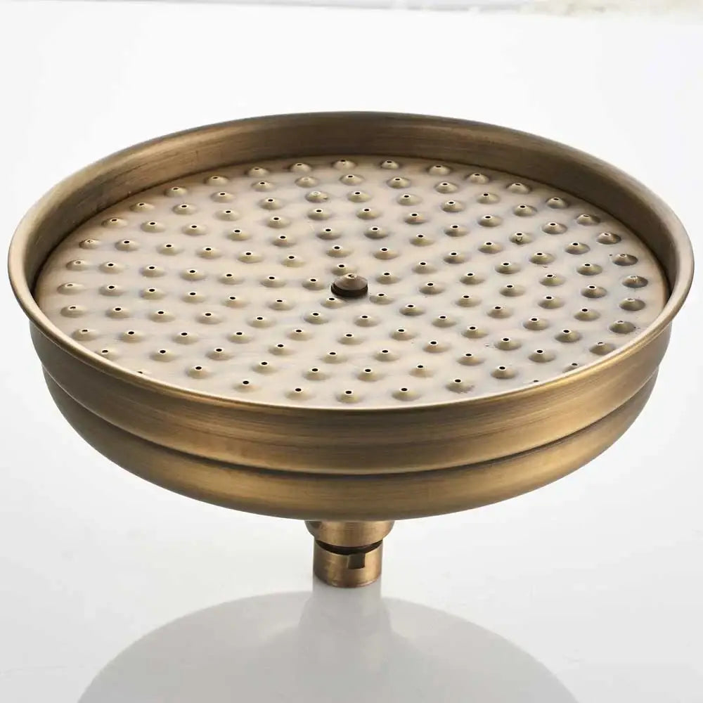 Antique brass round shower faucet set with handheld sprayer bathroom