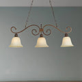 Antique bronze wrought iron pendant light with three white frosted glass bell shades for dining room 220v-240v 110v-120v