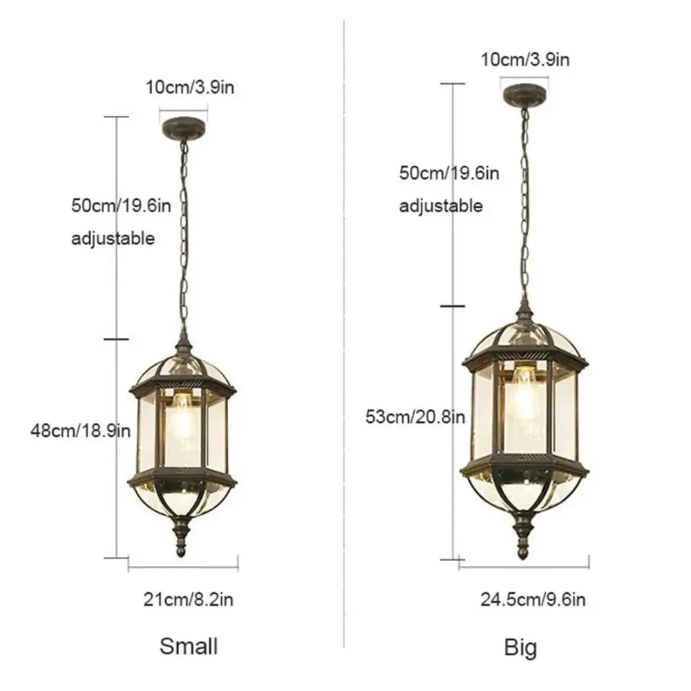 Antique bronze black outdoor hanging pendant light walkway lantern