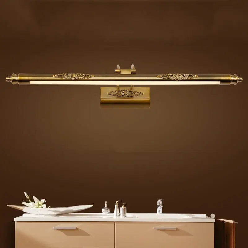 Antique bronze carved mirror lamp bathroom scrollwork wall light
