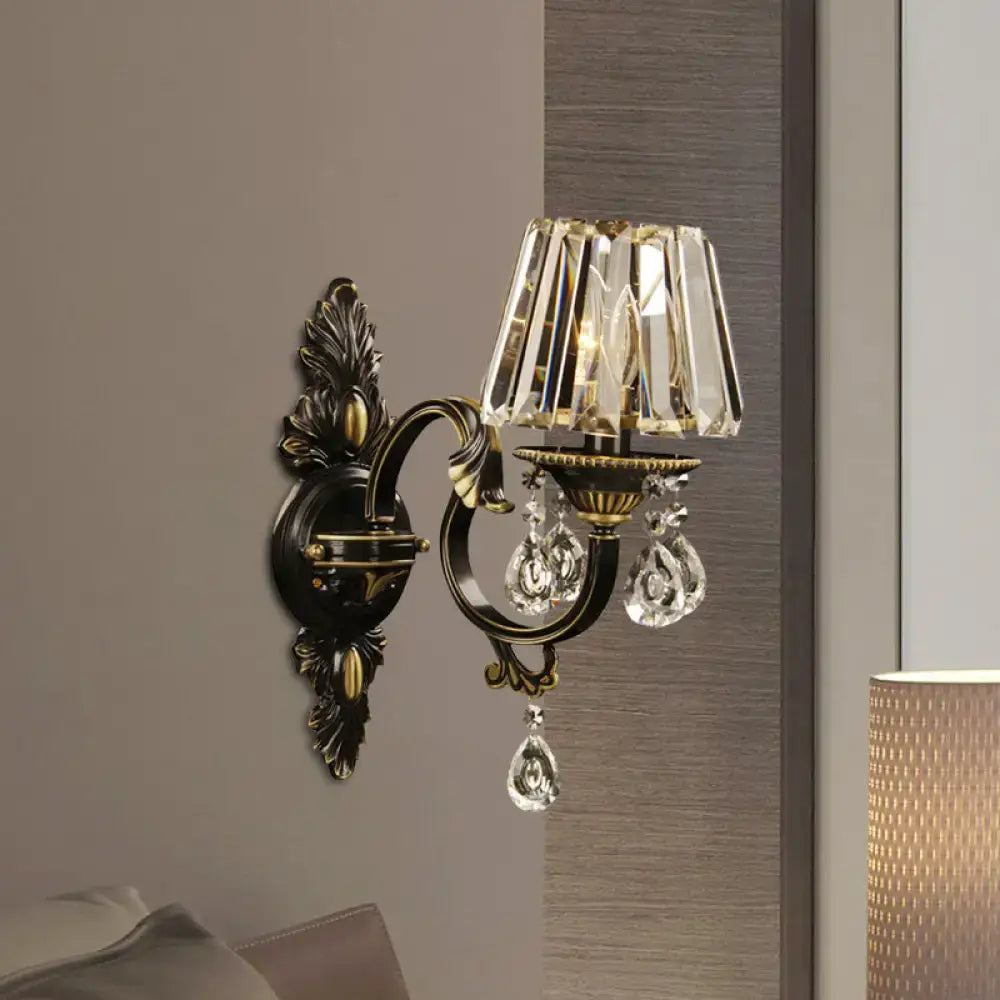 Antique bronze & crystal wall sconce – living room e14 light bulb