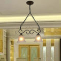 Antique bronze wrought iron pendant light with two flared frosted glass bell shades for dining room 220v-240v 110v-120v