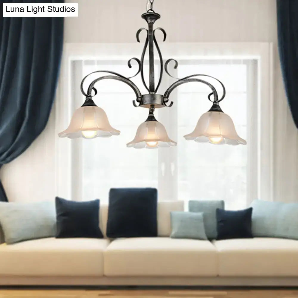 Antique bronze island pendant ceiling light with frosted glass shades