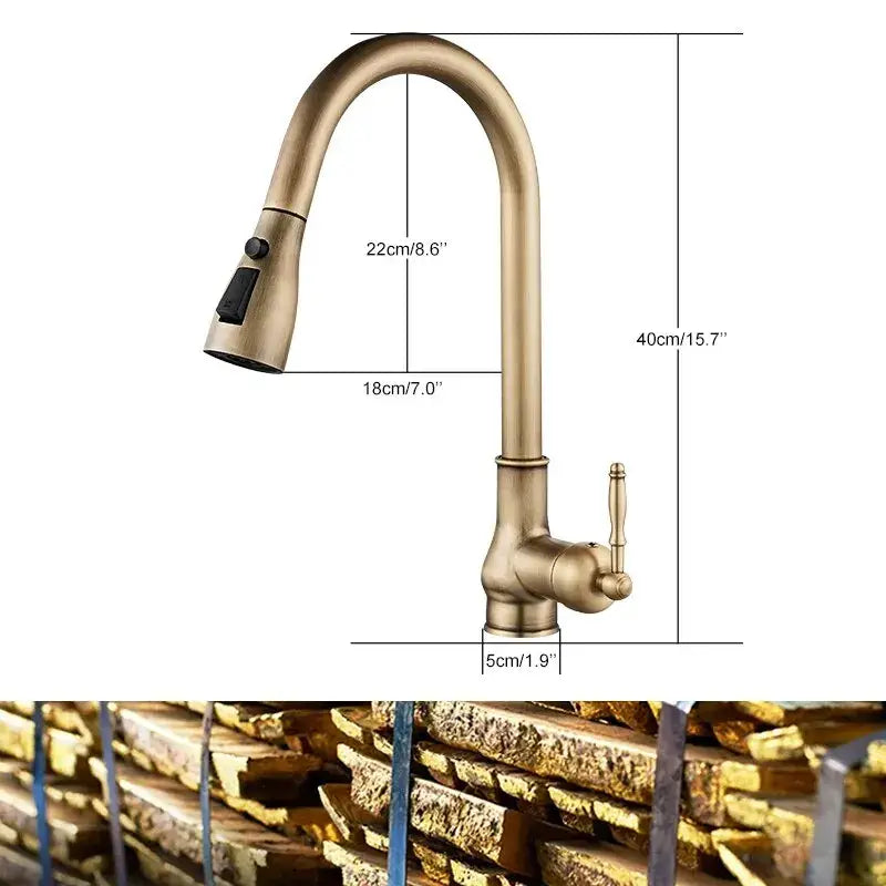 Antique Bronze Kitchen Faucet Pull Out