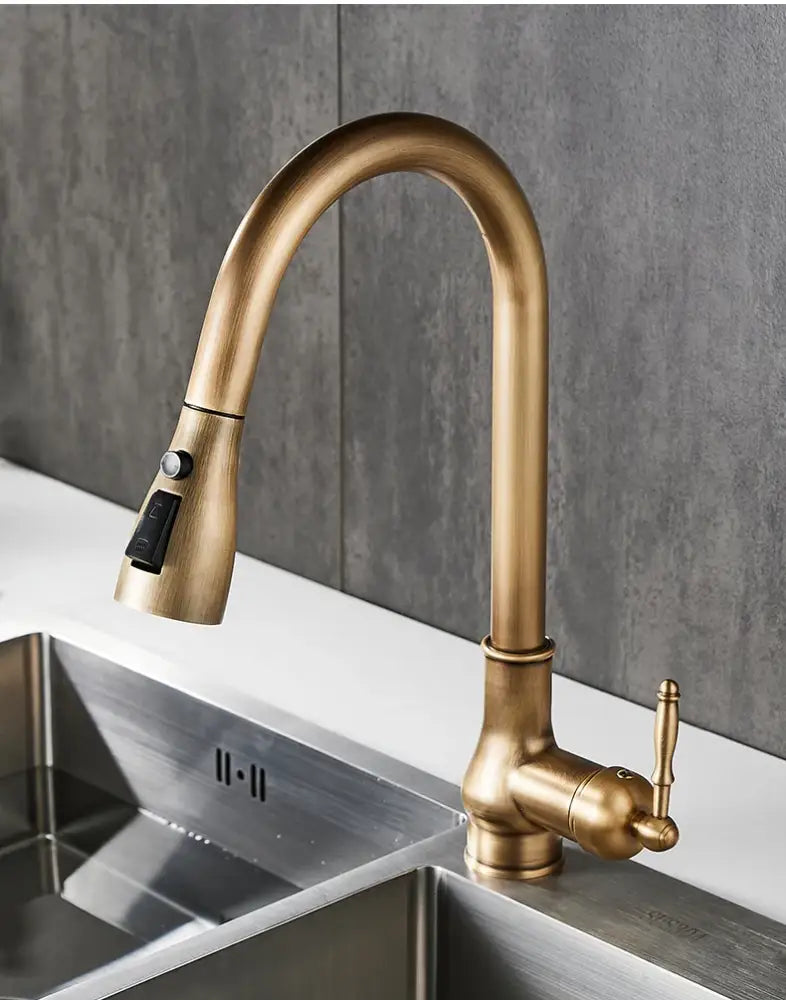 Antique Bronze Kitchen Faucet Pull Out