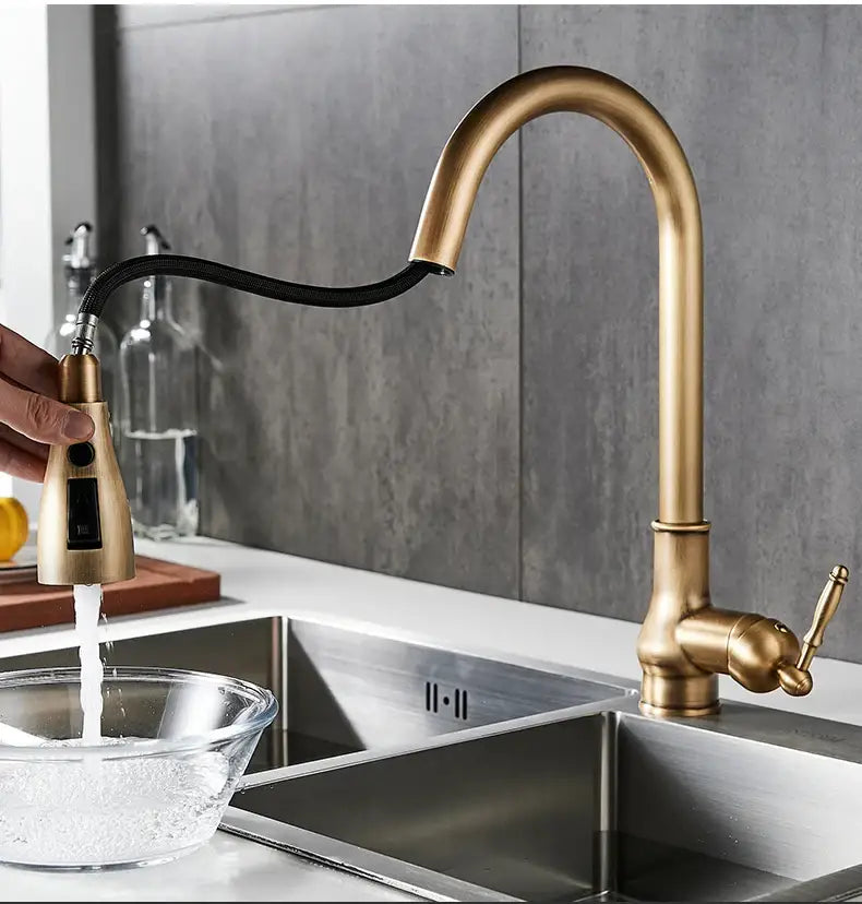 Antique Bronze Kitchen Faucet Pull Out