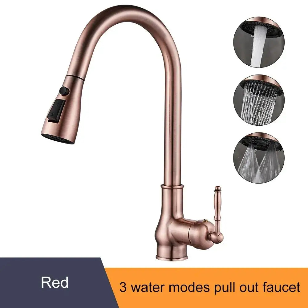 Antique Bronze Kitchen Faucet Pull Out