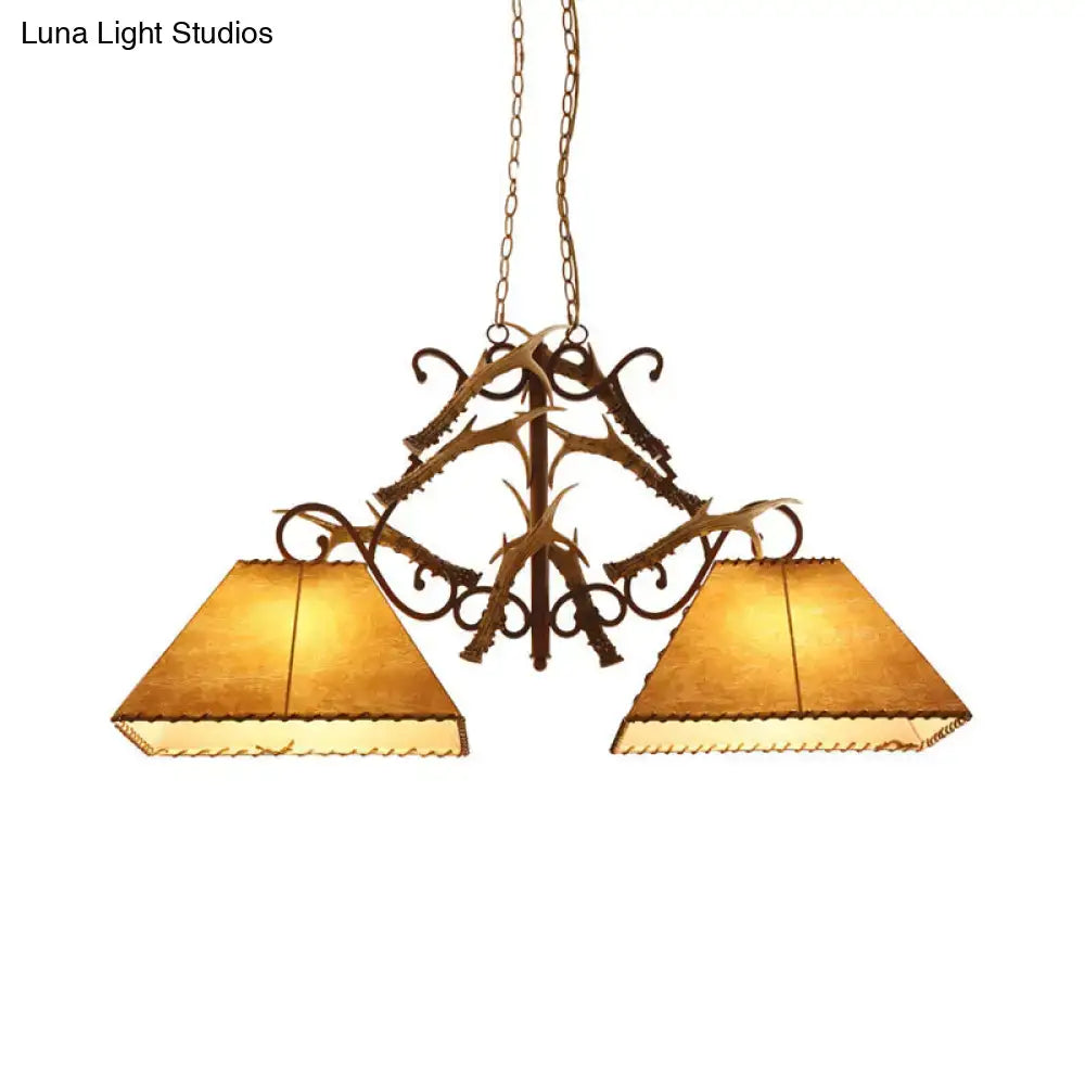 Antique bronze traditional brown fabric island chandelier living room