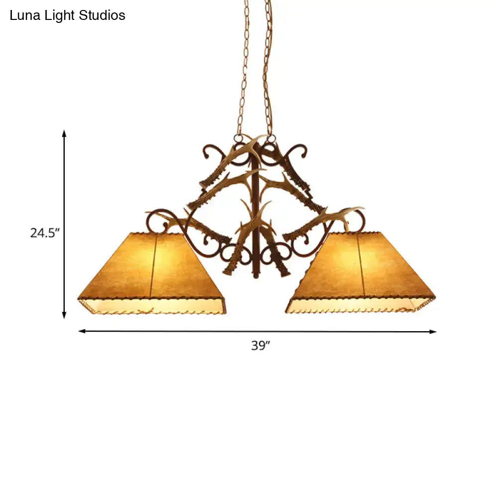 Antique bronze traditional brown fabric island chandelier living room