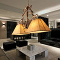 Antique bronze traditional brown fabric island chandelier living room