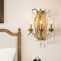 Antique gold candelabra wall light with crystals for dining room