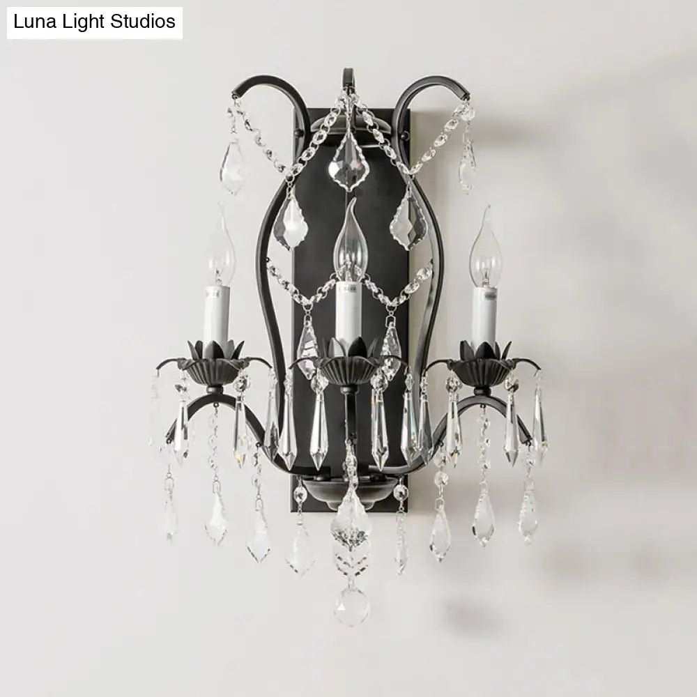 Antique gold candelabra wall light with crystals for dining room