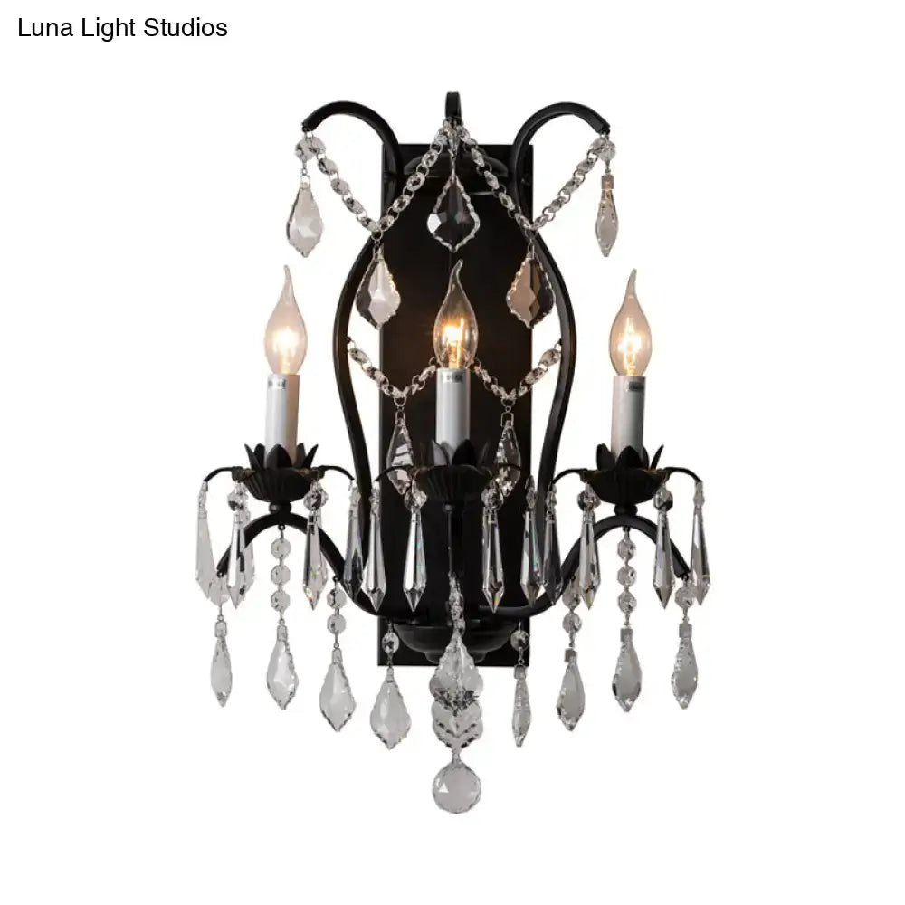 Antique gold candelabra wall light with crystals for dining room