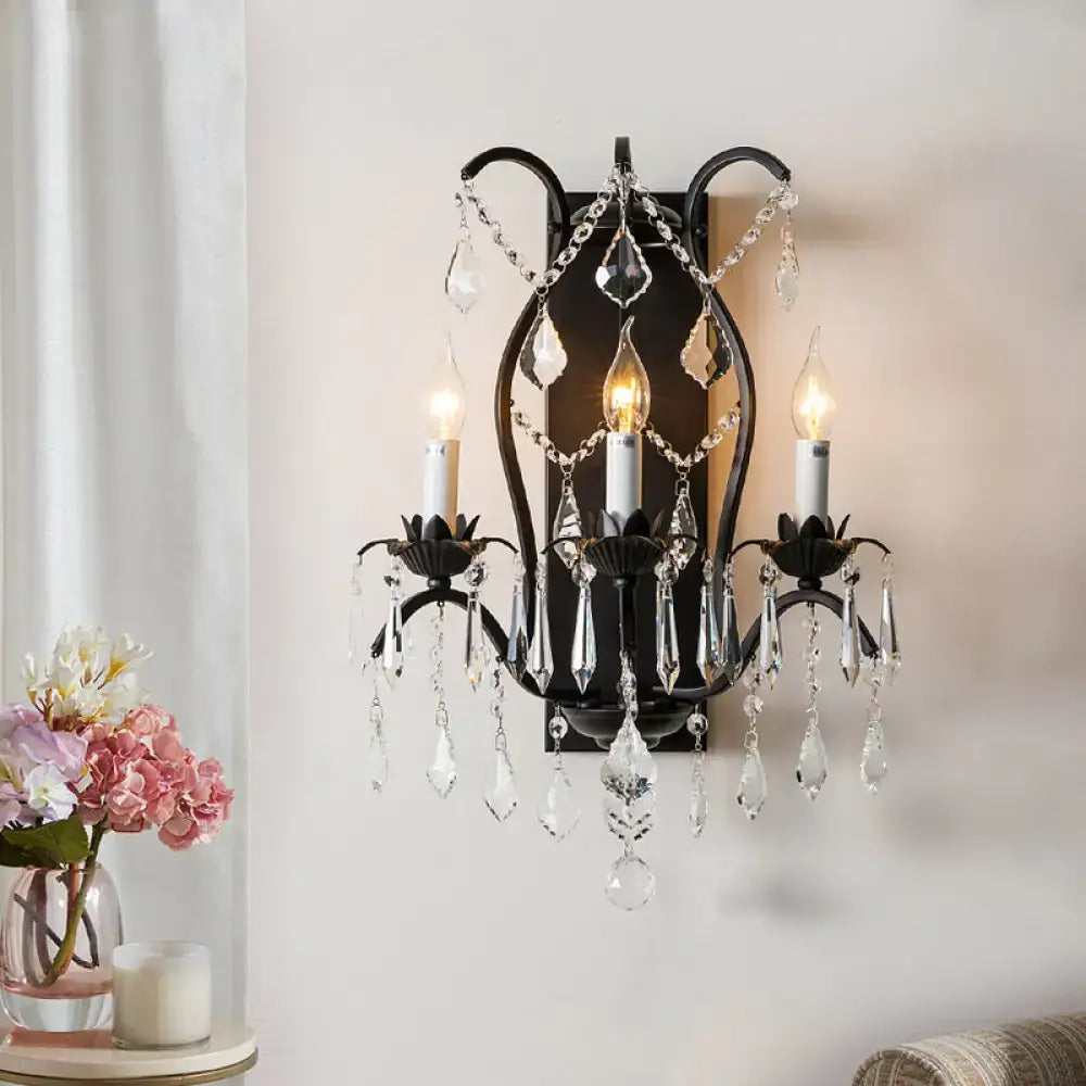 Antique gold candelabra wall light with crystals for dining room