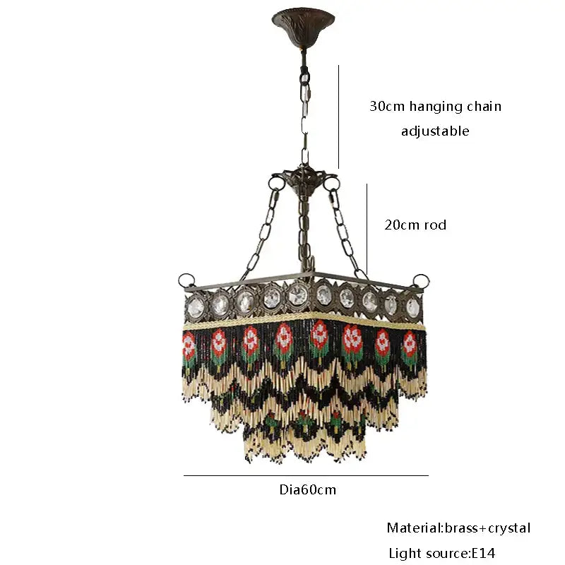 Antique retro black rose tassel pendant lights – living room chandelier