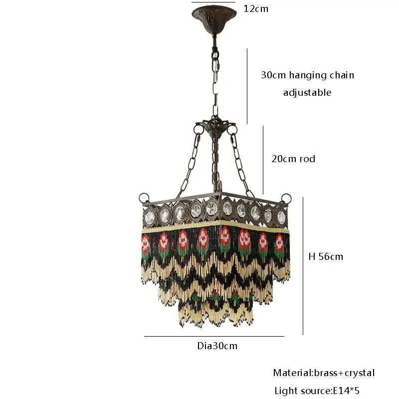 Antique retro black rose tassel pendant lights – living room chandelier
