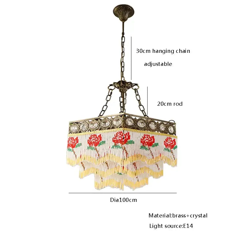 Antique retro black rose tassel pendant lights – living room chandelier