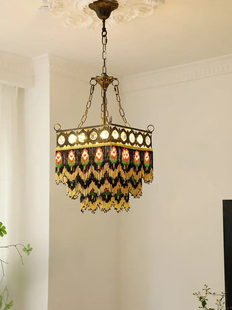 Antique retro black rose tassel pendant lights – living room chandelier