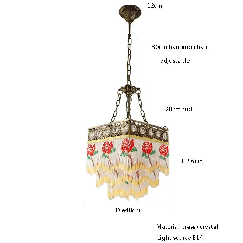 Antique retro black rose tassel pendant lights – living room chandelier
