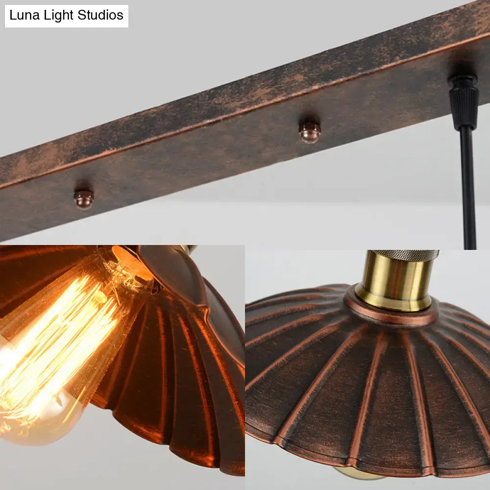 Antique style metal 3 light industrial island pendant dining room