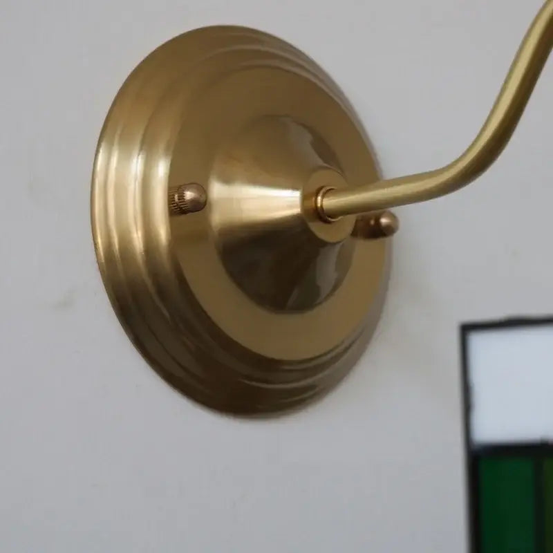 Antique teal glass and brass wall light fixture bedroom sconce