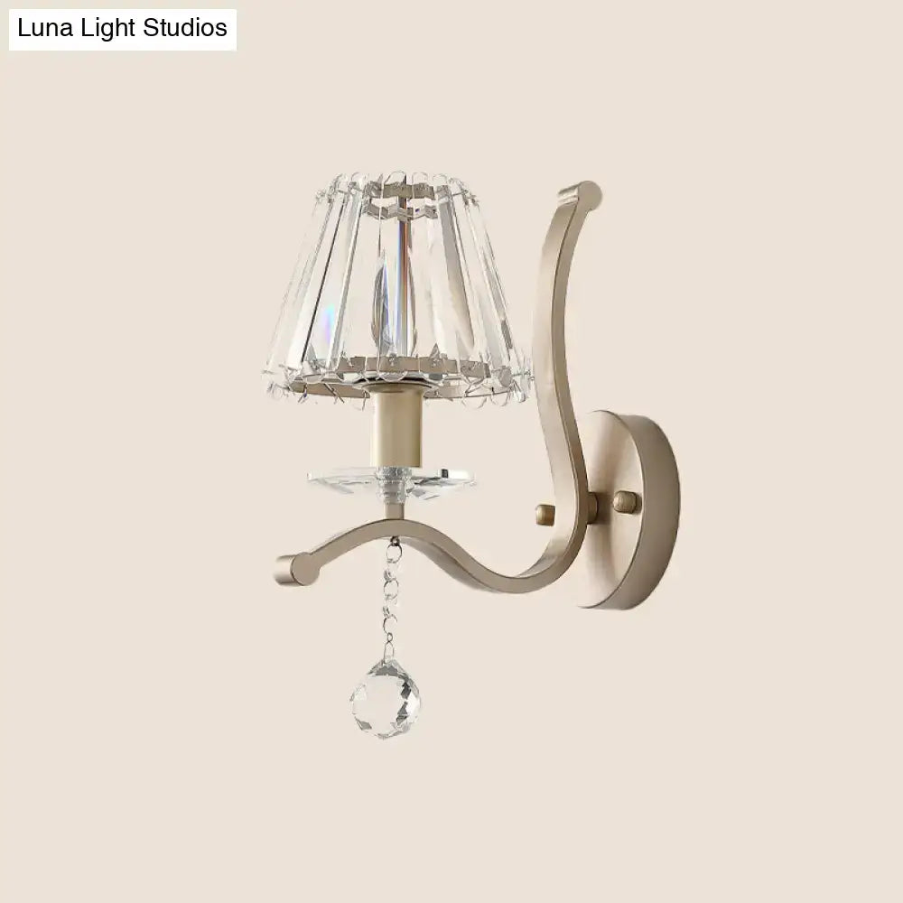 Antiqued gold crystal prism wall mount light – bedroom sconce